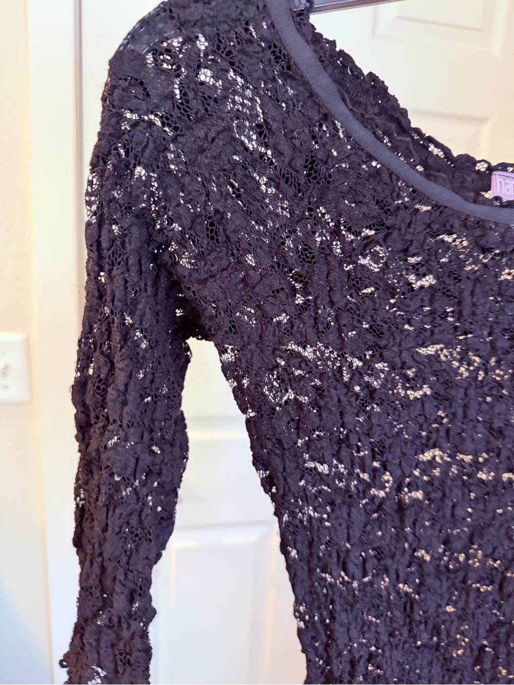 Y2K Hanky Panky Stretchy Black Lace Scoop Neck Top Size M #141 - Picture 4 of 11
